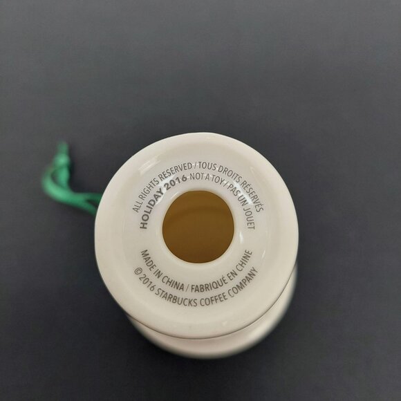 Starbucks 2016 Holiday Coffee Cup Ornament Green Ribbon Brown Logo Collection - Picture 2 of 4